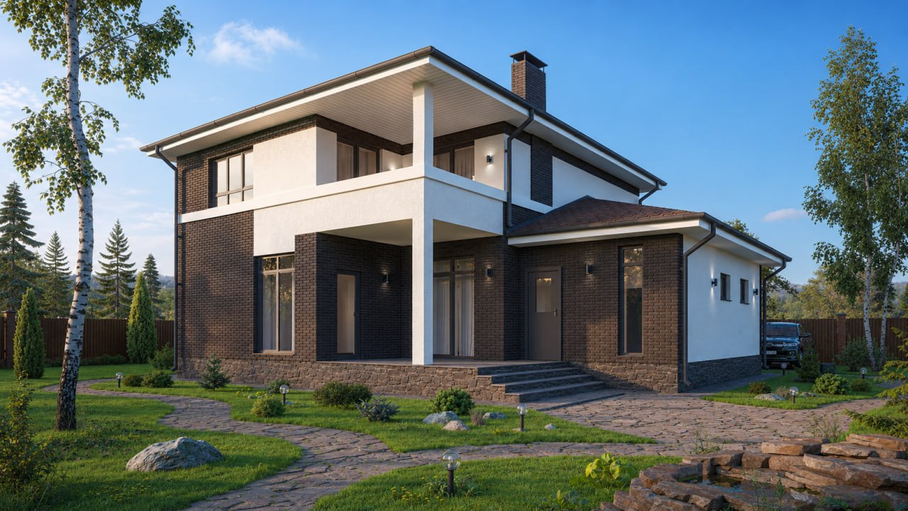 Проект дома из газобетона «Белояр» 199 м² — 7690000 ₽ | Скрижалъ