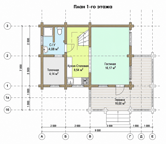 Проект дома-бани «Отрада» из оцилиндрованного бревна