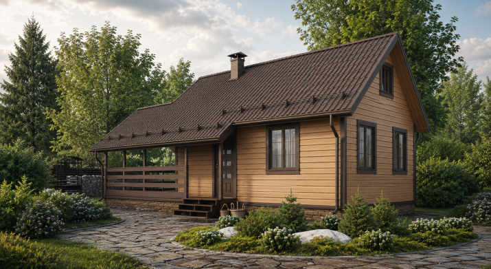 Проект бани «Верея» 69,74 м² с мансардой — 3390000 ₽ | Скрижалъ